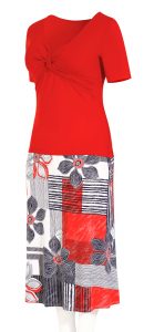 KAVALA - sukňa 80 cm - nadmerná veľkosť - Sukne - Farba červený tlač.