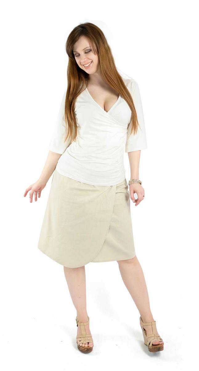Krátka zavinovacia sukňa - nadmerná veľkosť - Sukne - Farba biela.