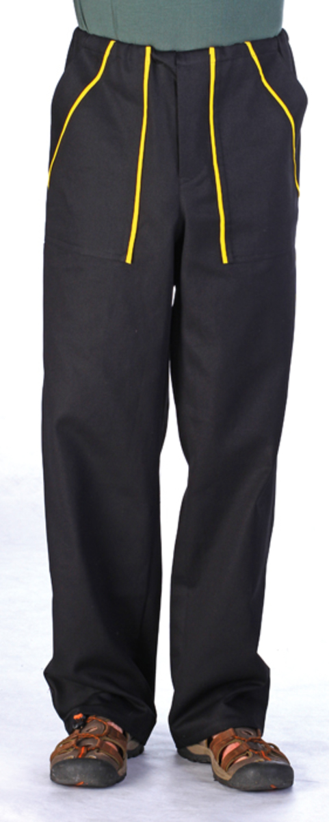 MONTÉRKOVÉ NOHAVICE - nadmerná veľkosť - Pánske nohavice | Športové - Farba čierna + žltá.