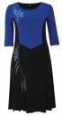 XÉNIE - šaty 3/4 rukáv 120 - 125 cm - nadmerná veľkosť - Šaty | Princesový strih - Farba čierna + modrá.
