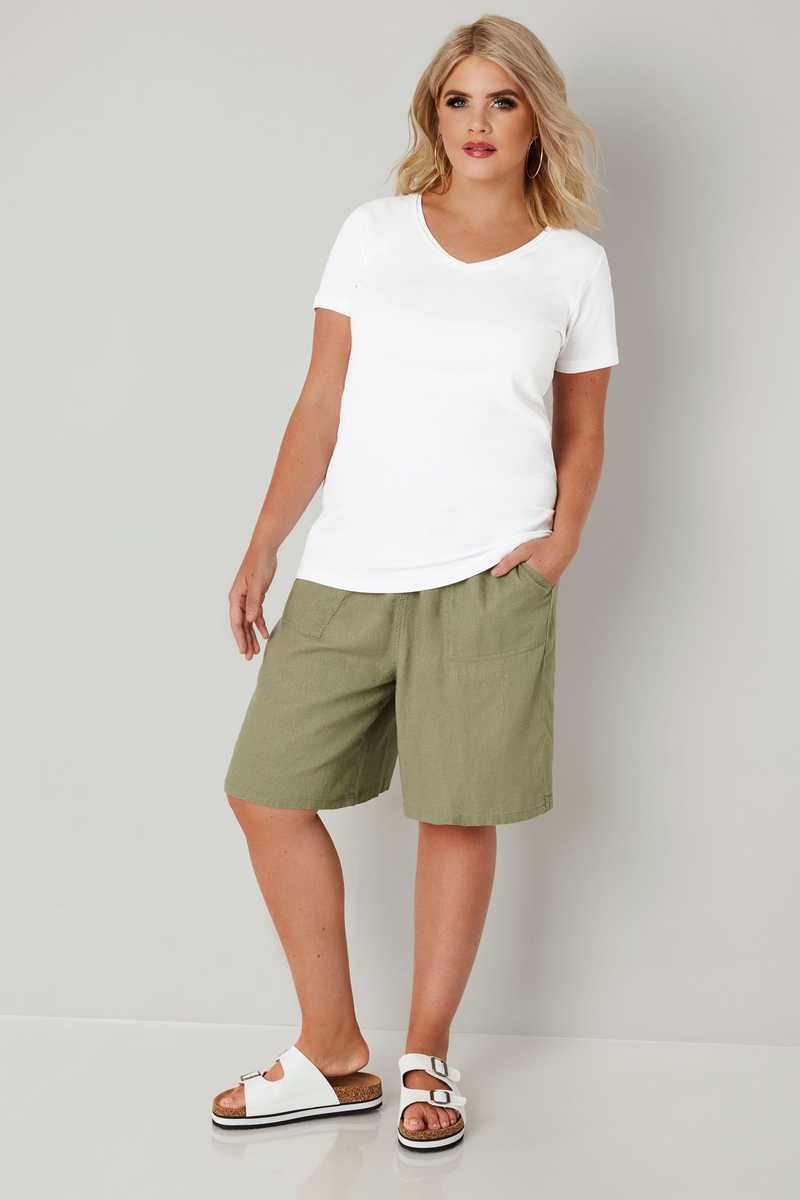 Khaki šortky s kapsami značky YOURS - nadmerná veľkosť - Nohavice a legíny | Capri