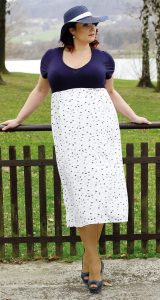 ANDREA - šaty 105 cm - nadmerná veľkosť - Šaty | Šaty strihané pod prsiami - číselné veľkosti 38.