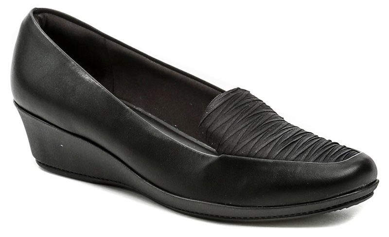 Piccadilly 143138 čierne dámske mokasíny na kline - nadmerná veľkosť - Dámska obuv | poltopánky - Farba čierna.