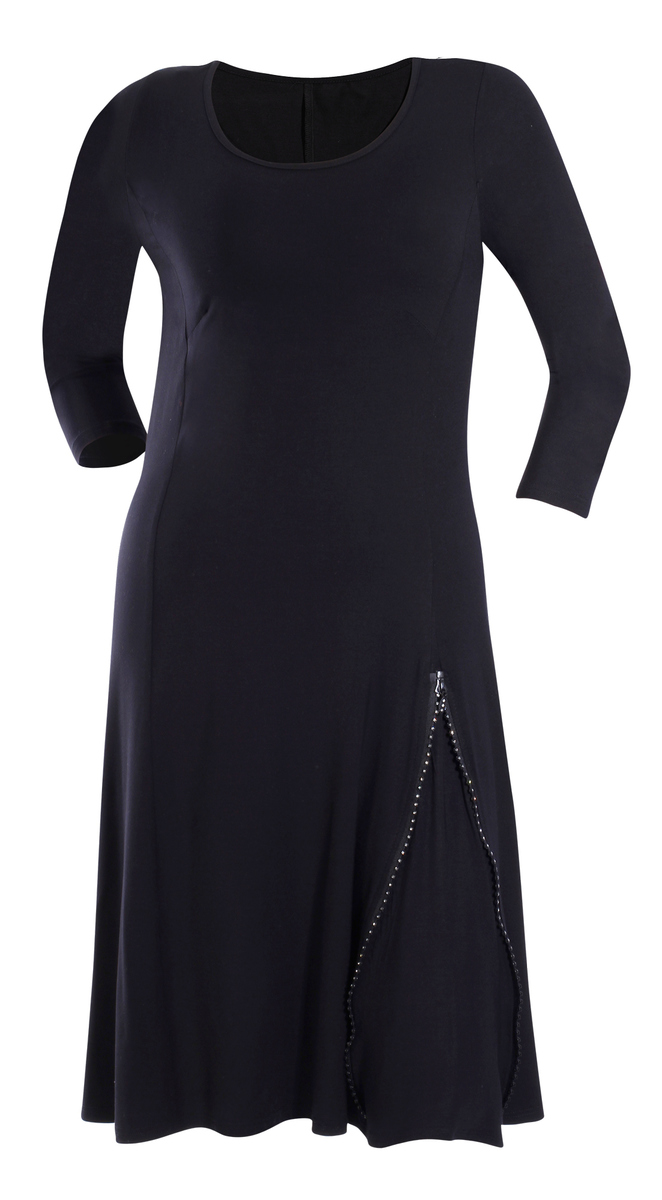 Silvie - šaty so zipsom s kamienkami - nadmerná veľkosť - Šaty | Princesový strih - Farba čierna.