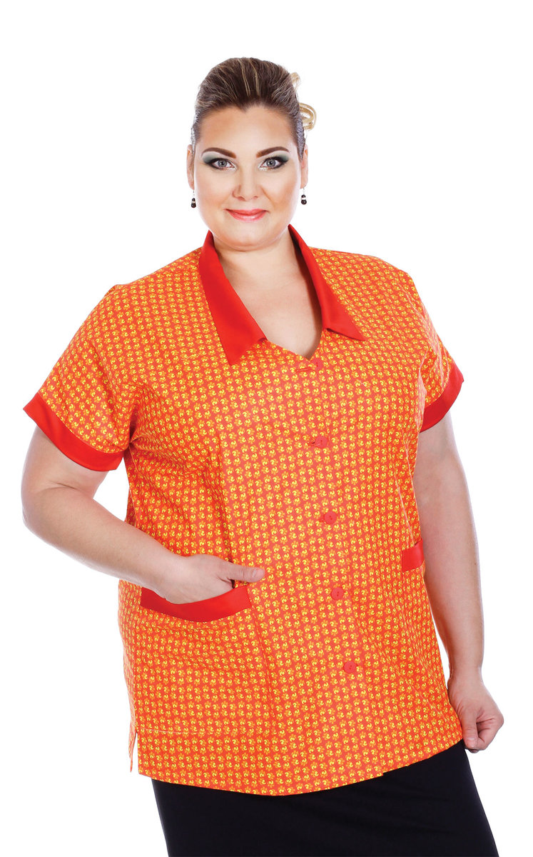 PAVLÍNA - oranžová blúza 78 cm - nadmerná veľkosť - Domáce odevy a zástery | Domáce odevy a zástery - S-XL 2XL.