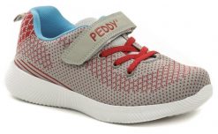 Peddy PO-507-22-05 šedo červené detské tenisky - nadmerná veľkosť - Detská obuv | vychádzková - Farba sivá / červená.