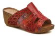 Karyoka 2251 červené dámske letná papuče na kline - nadmerná veľkosť - Dámska obuv | letná obuv - Farba červená / hnedá.