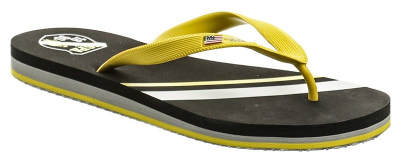 U.S.. Polo Assn. Triker čierno žlté pánske žabky - nadmerná veľkosť - Pánska obuv | nazouváky - Farba čierna / žltá.