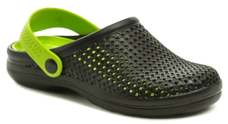 Scandi 291-0002-S1 čierno zelené dámske plážovky crocsy - nadmerná veľkosť - Dámska obuv | letná obuv - Farba čierna/zelená.