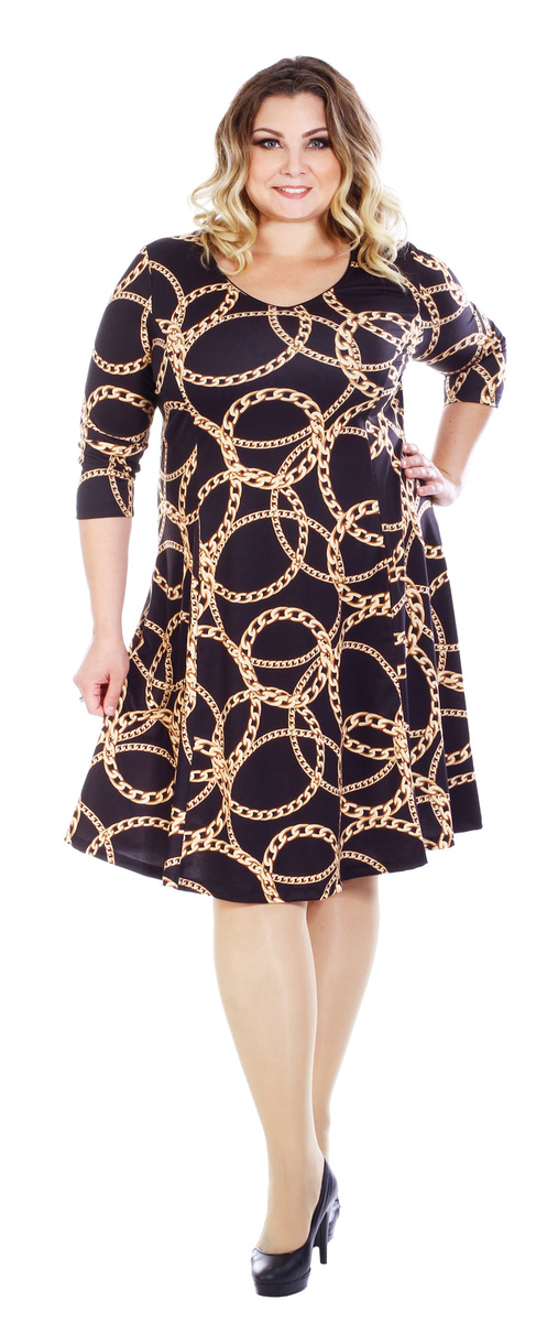 NELA - šaty 3/4 rukáv 100 - 105 cm - nadmerná veľkosť - Šaty | Princesový strih - číselné veľkosti 44.