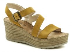 Walk 8291-35700 okrovej dámske sandále na kline - nadmerná veľkosť - Dámska obuv | letná obuv - Farba žltá.