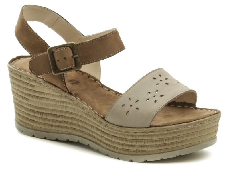 Walk 8291-36631 dámske sandále na kline - nadmerná veľkosť - Dámska obuv | letná obuv - Farba sivá / hnedá.