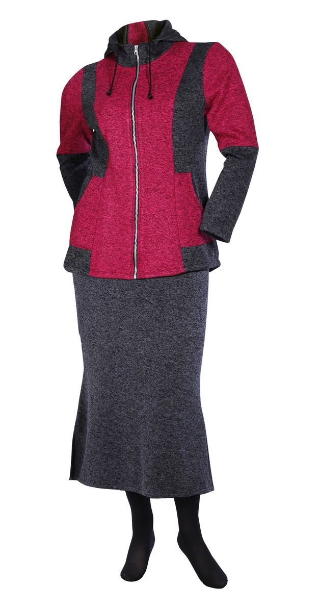 Fleecový kabátik s kapucňou Mipleta - nadmerná veľkosť - Kabáty a bundy | kabáty - Farba antracit.
