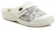Medi Line 1468 biele kvetované dámske zdravotné nazouváky - nadmerná veľkosť - Dámska obuv | poltopánky - Farba biela.