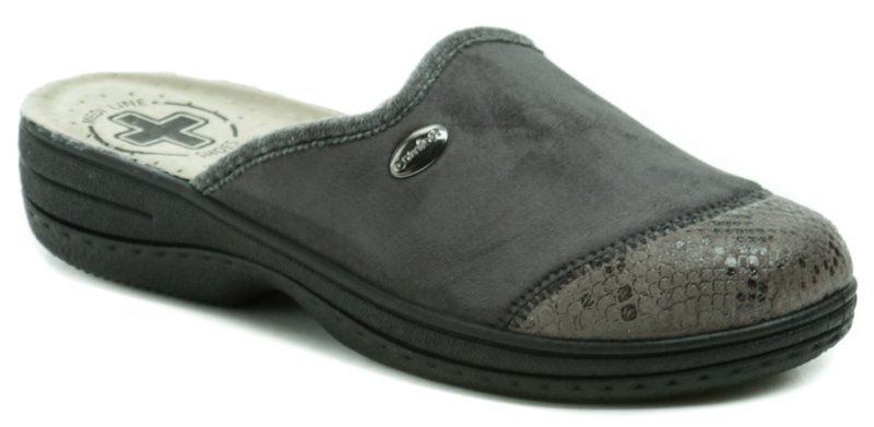 Medi Line 553 šedé dámske zdravotné papuče - nadmerná veľkosť - Dámska obuv | nazouváky - Farba sivá.