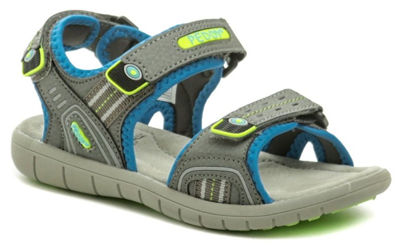 Peddy P2-512-32-03 šedo modré sandálky - nadmerná veľkosť - Detská obuv | sandále - Farba šedá / modrá.