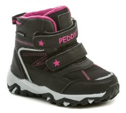 Peddy P3-631-35-10 čierno ružové detské zimný topánky - nadmerná veľkosť - Detská obuv | zimná - Farba čierna / ružová.