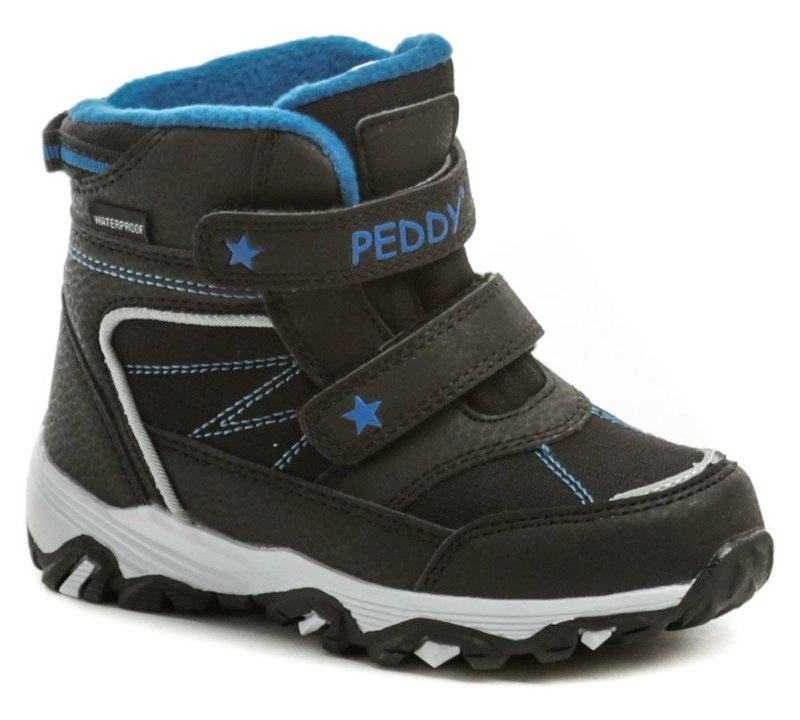 Peddy P3-631-37-10 čierno modré detské zimný topánky - nadmerná veľkosť - Detská obuv | zimná - Farba čierna / modrá.