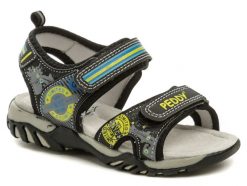 Peddy PO-512-36-02 čierne sandálky - nadmerná veľkosť - Detská obuv | sandále - Farba čierna / žltá.