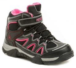 Peddy PZ-509-39-09 čierno ružové členkové zimný topánky - nadmerná veľkosť - Detská obuv | snehule - Farba čierna / ružová.