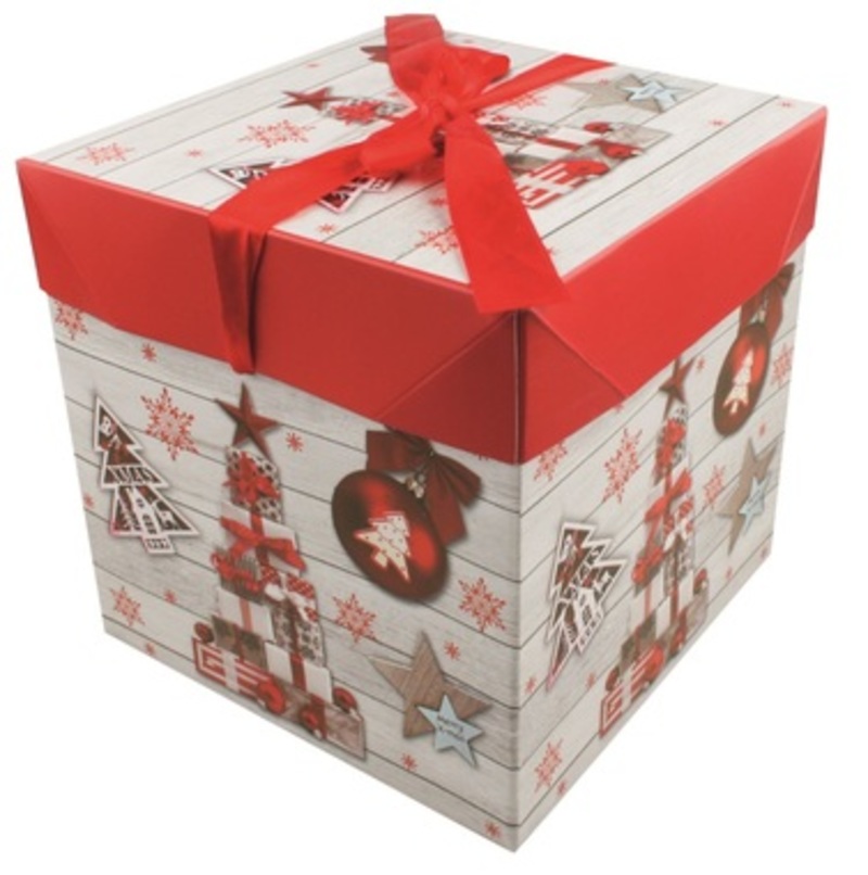 Skladacia darčeková krabička s mašľou - nadmerná veľkosť - Vianoční dekorácia | Baliace papier - číselné veľkosti UNI.