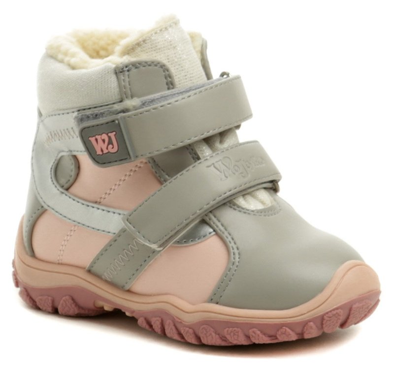 Wojtylko 1Z20048a šedo ružové detské zimný topánky - nadmerná veľkosť - Detská obuv | zimná - Farba sivá / ružová.