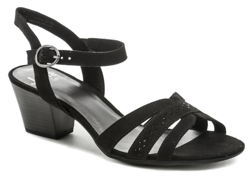 Jana 8-28361-24 čierne dámske sandále na podpätku šírka H - nadmerná veľkosť - Dámska obuv | letná obuv - Farba čierna.