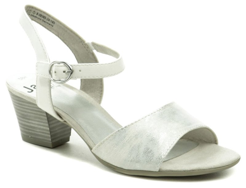 Jana 8-28365-24 biele dámske sandále na podpätku šírka H - nadmerná veľkosť - Dámska obuv | letná obuv - Farba biela.