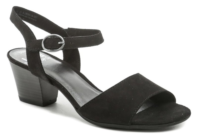 Jana 8-28365-24 čierne dámske sandále na podpätku šírka H - nadmerná veľkosť - Dámska obuv | letná obuv - Farba čierna.