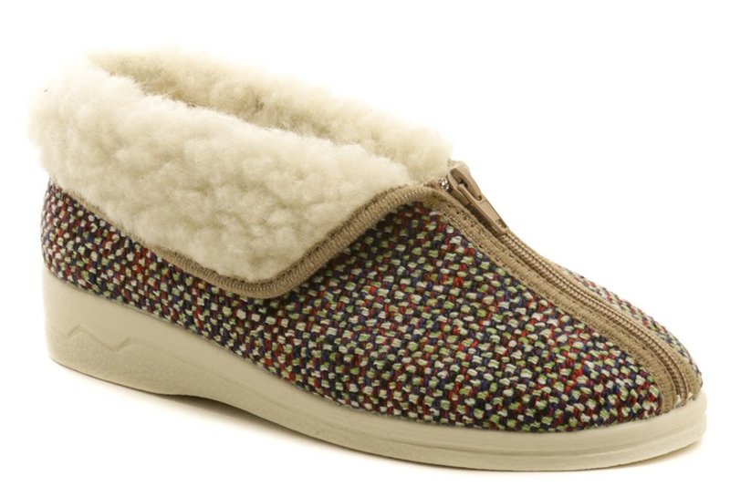 Rogallo 24148 béžové dámske zimný papuče - nadmerná veľkosť - Dámska obuv | nazouváky - Farba béžová.